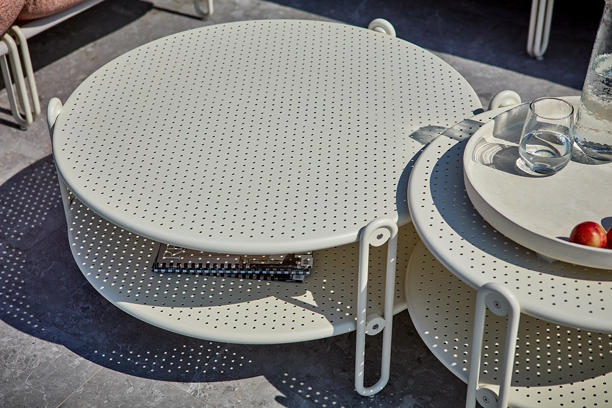 Blixt satsbord pärlvit - Ø65/85 cm