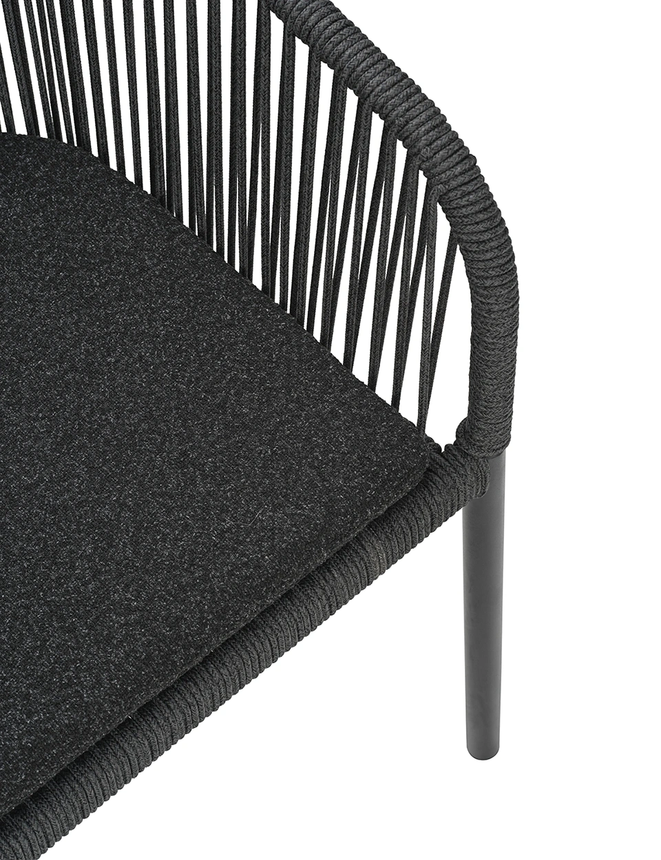 Delta karmstol – svart/mörkgrå rep