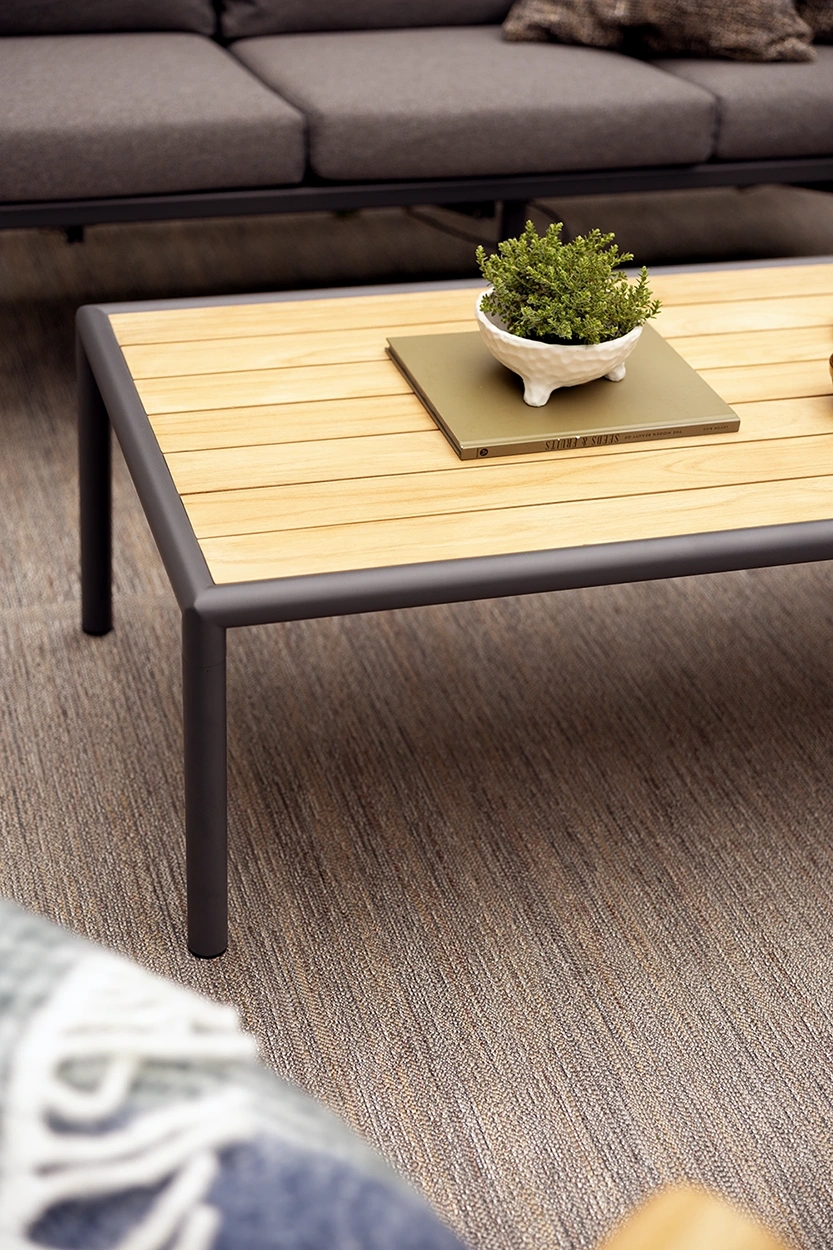 Gordon soffbord antracit/teak - 140x65 cm