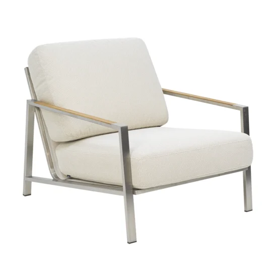 Naos fåtölj rostfritt stål/beige