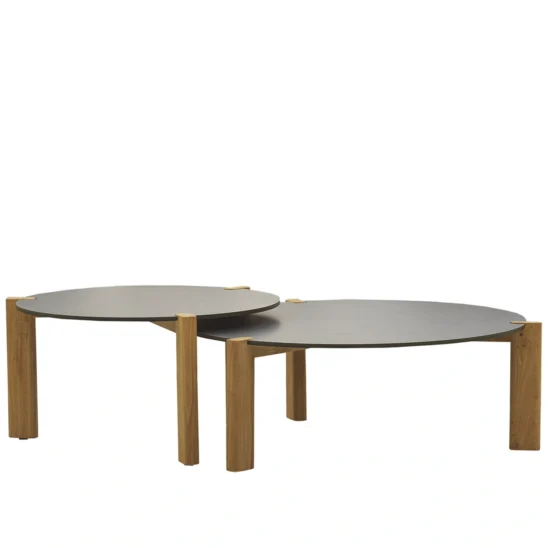 Domino satsbord antracit/teak Ø60/75 cm