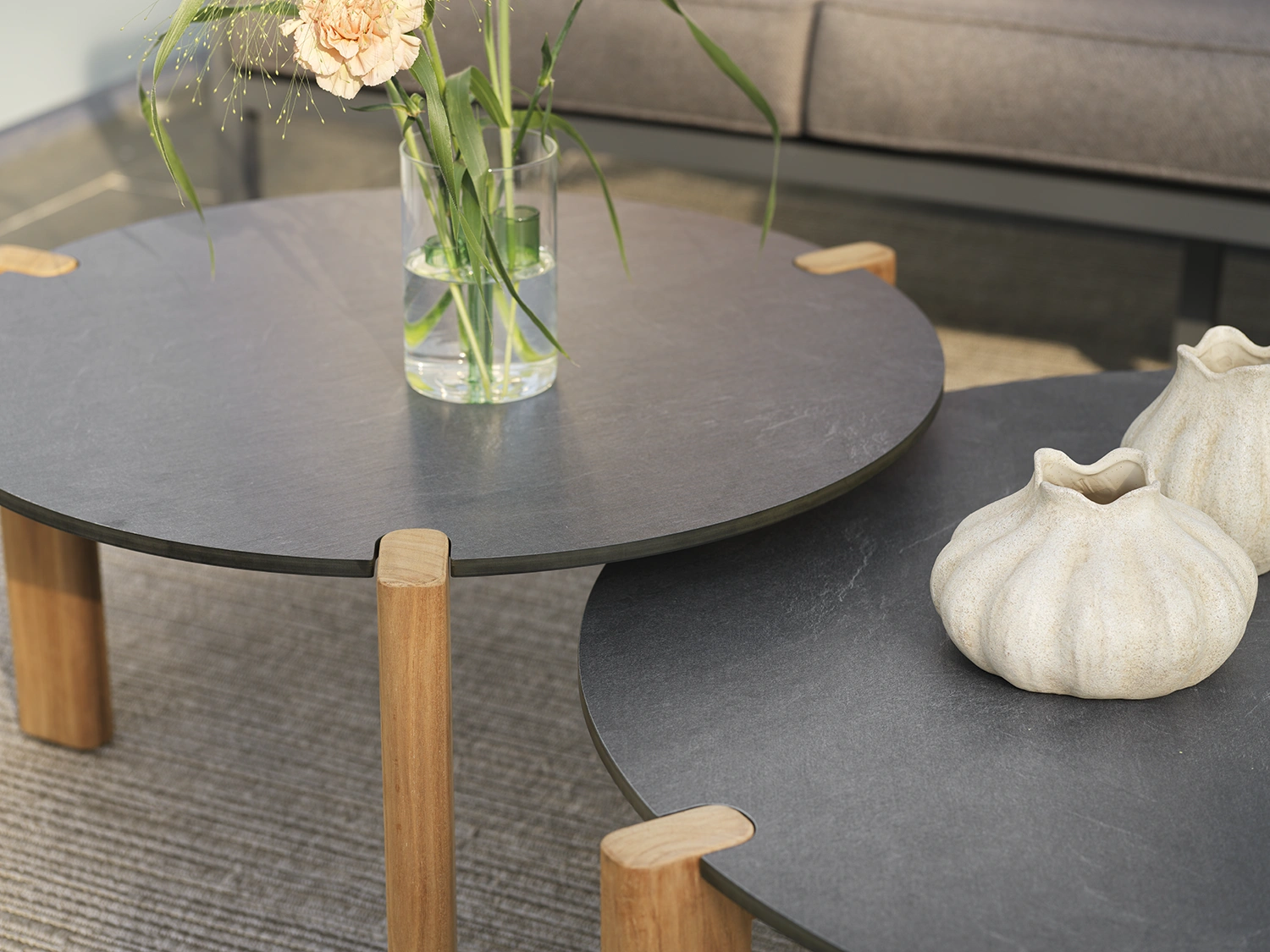 Domino satsbord antracit/teak Ø60/75 cm