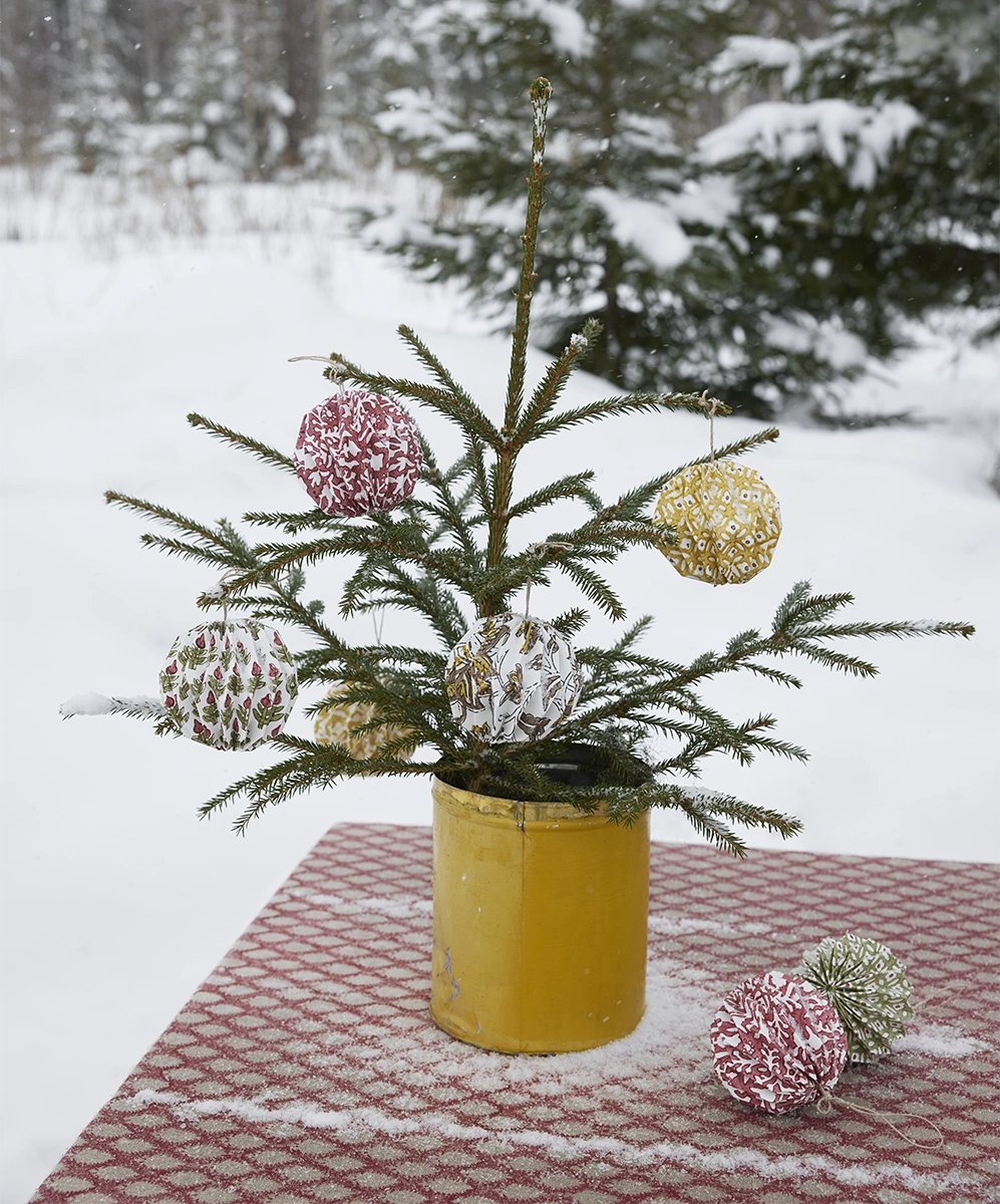 Julgranskulor röd/grön - set med 3 olika mönster