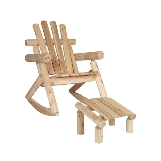 Log gungstol och fotpall - cederträ