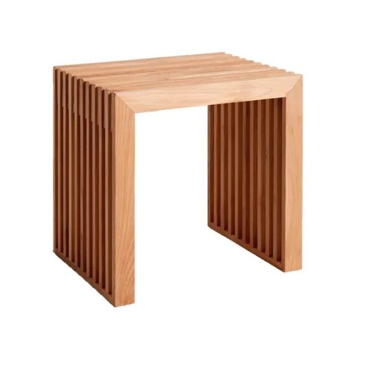 Cinas Ribbad pall/sidobord teak - 45×35×H43 cm