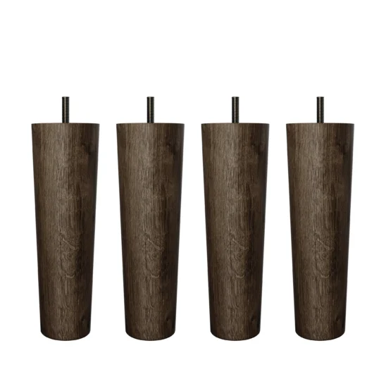 4 stycken rundade, konade sängben 19 cm i rökt ek.