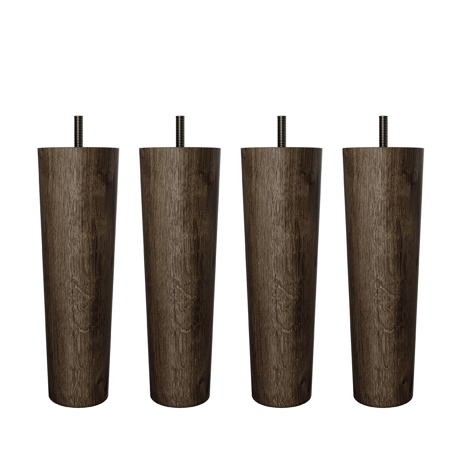 4 stycken rundade, konade sängben 19 cm i rökt ek.