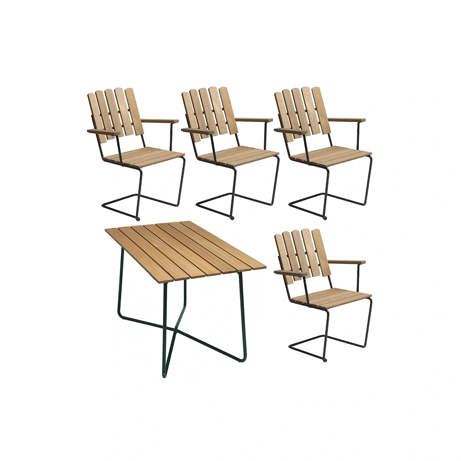 Klassikergrupp oljad ek / mörkgrön - 4 A2 stolar, B25A