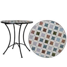 Venice mosaikbord vitmelerad/svart Ø70 cm