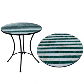 Venice mosaikbord offwhite/grön/svart Ø70 cm