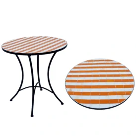 Venice mosaikbord offwhite/orange/svart Ø70 cm