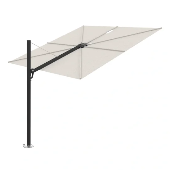 Spectra straight parasoll från Umbrosa med svart pelare och duk i färgen Canvas.