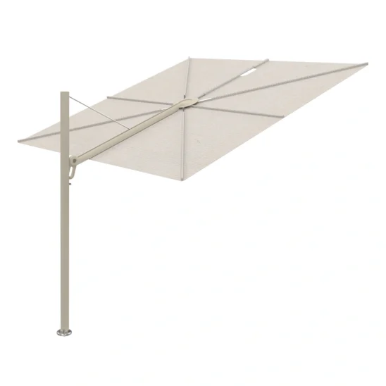 Spectra straight parasoll från Umbrosa med limestone beige aluminiumpelare och duk i färgen canvas.