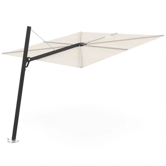 Spectra forward parasoll från Umbrosa med svart pelare och duk i färgen canvas.