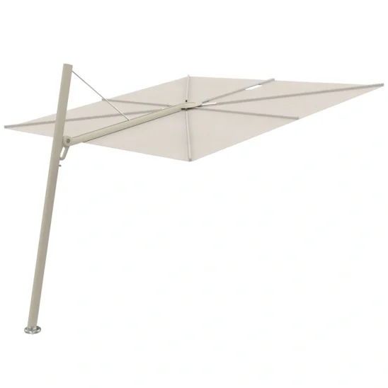 Spectra forward parasoll från Umbrosa med limestone beige pelare och duk i färgen canvas.