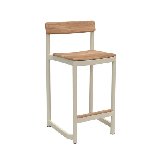 Fritz Hansen Pelagus barstol låg ivory/teak
