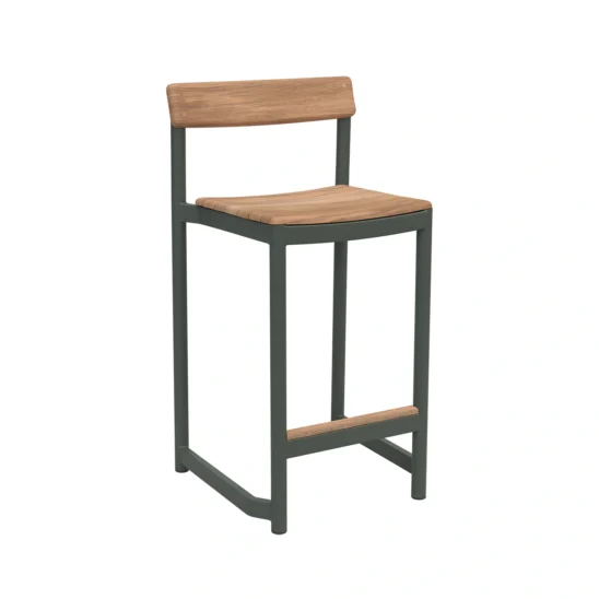 Fritz Hansen Pelagus barstol låg grön/teak