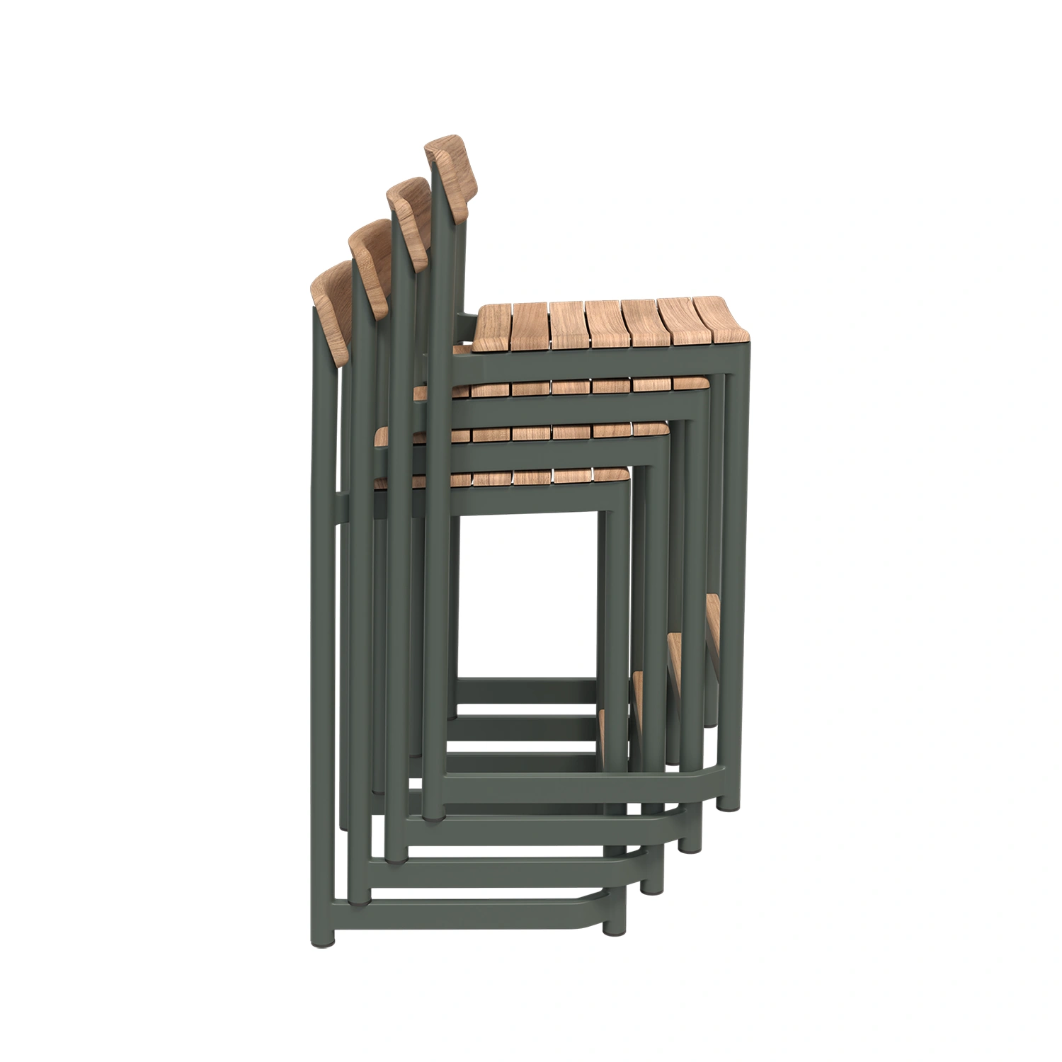 Pelagus barstol låg grön/teak