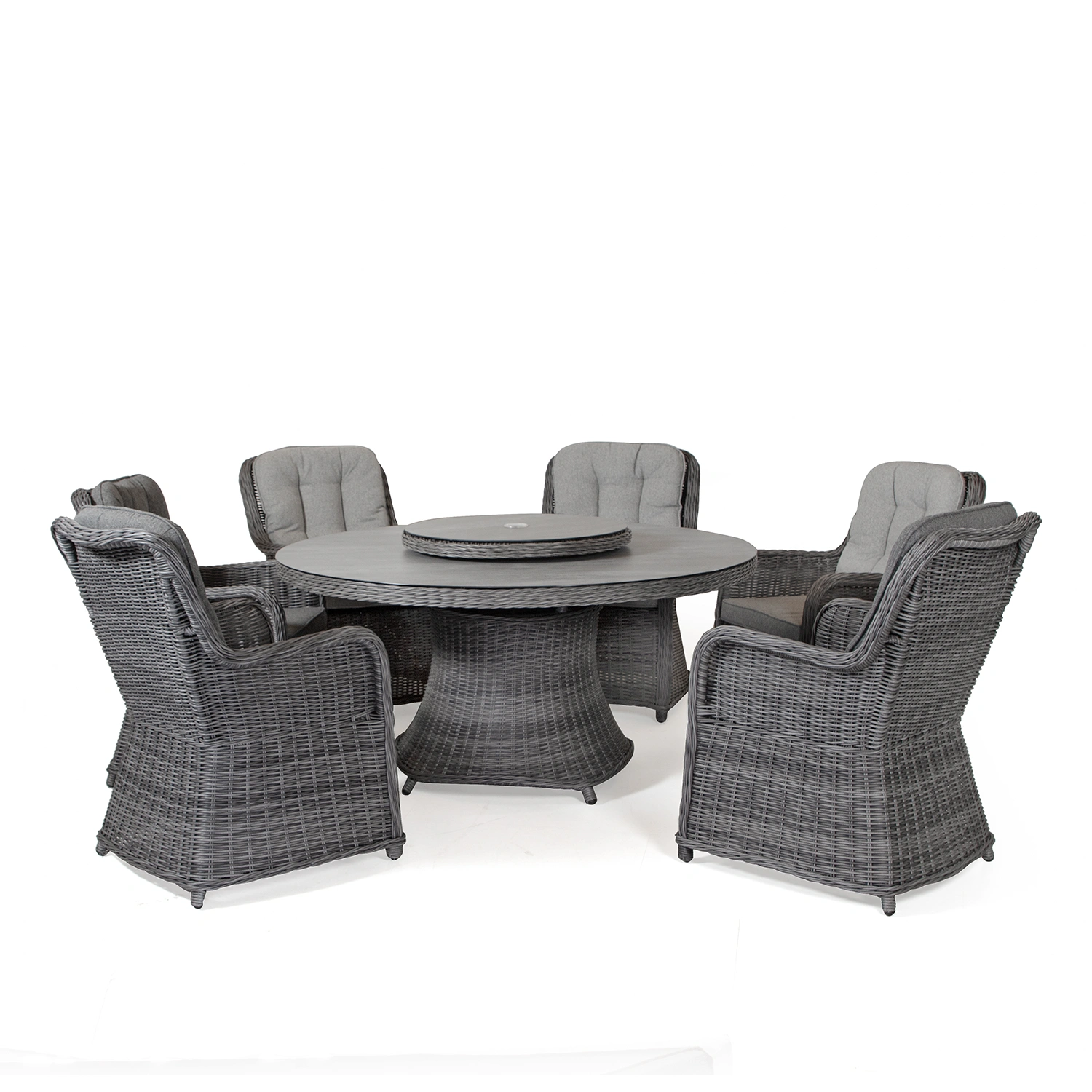 Hastings matgrupp antracit/ljusgrå - 6 stolar, Ø150 cm