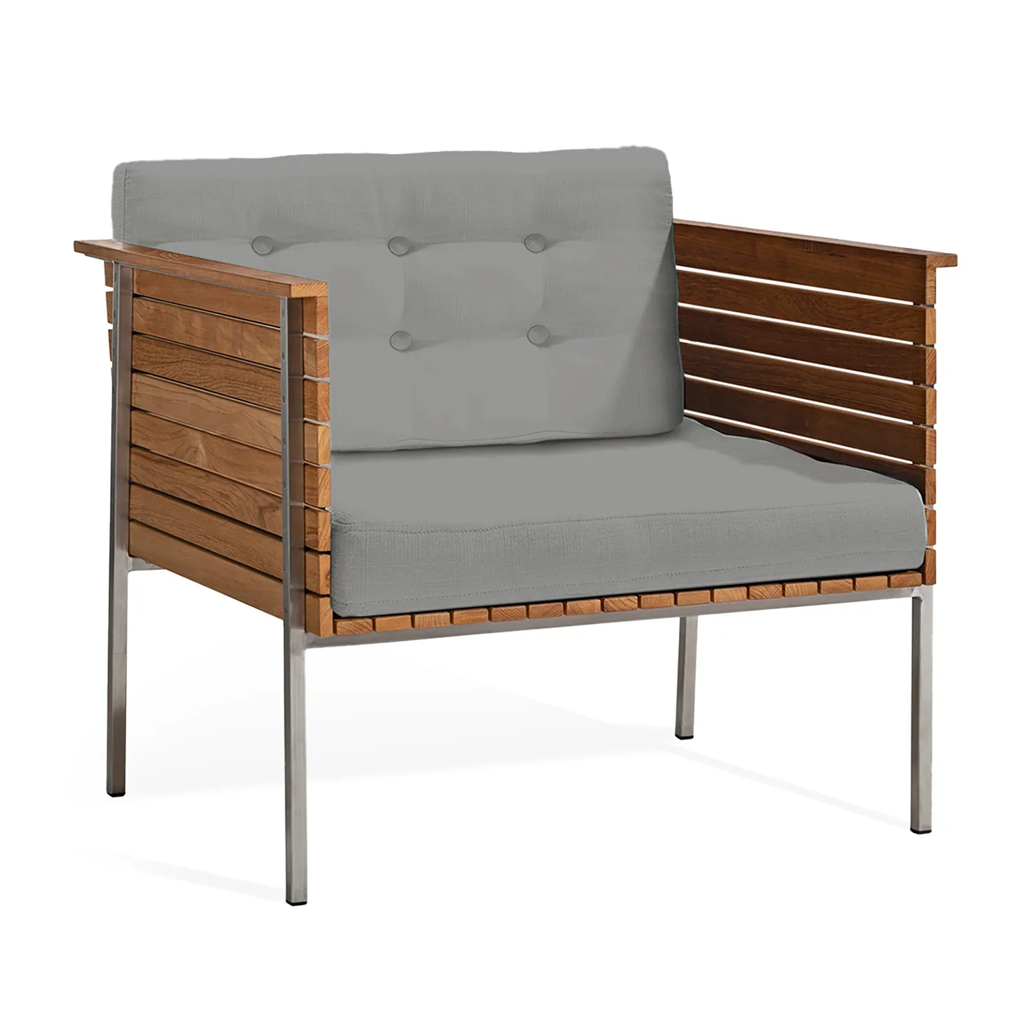 Häringe fåtölj stål/teak/fossil grå