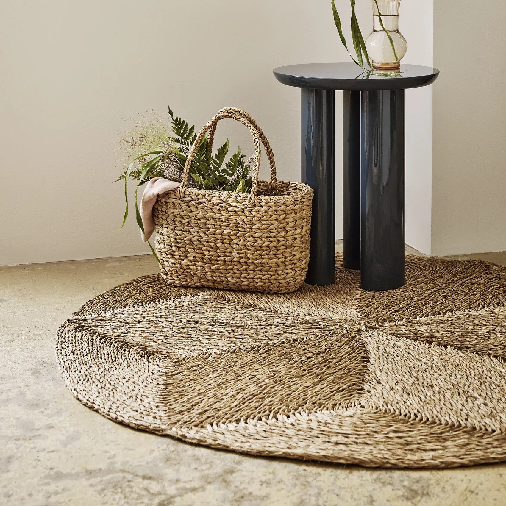 Esther sjögräsmatta star natur - Ø120 cm