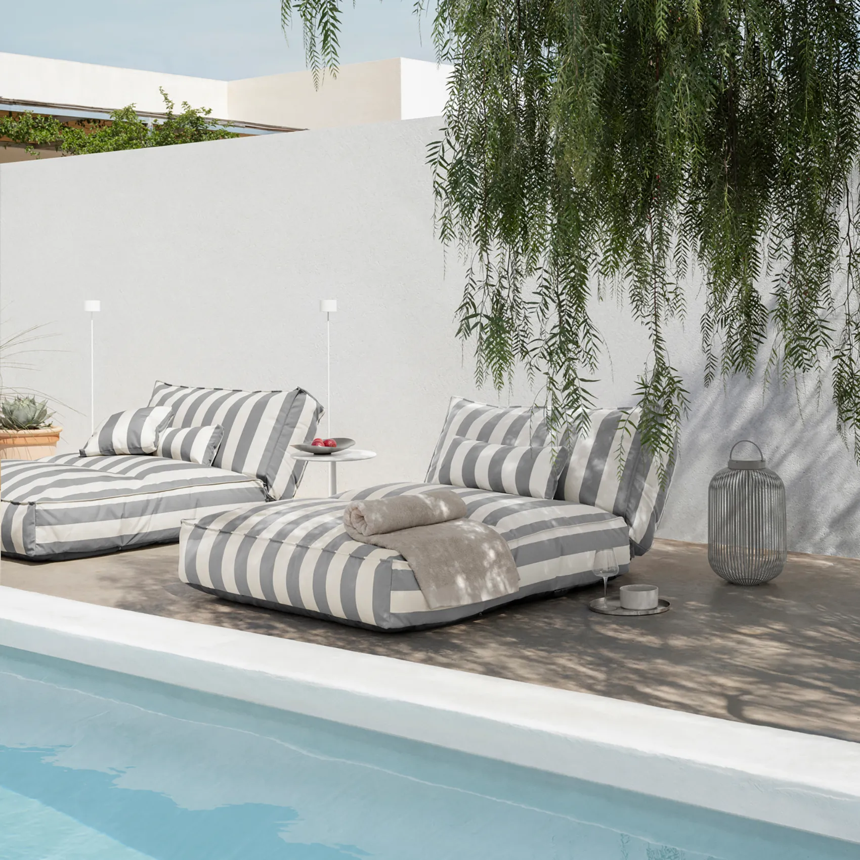 Stay dagbädd 2-sits grå/vit