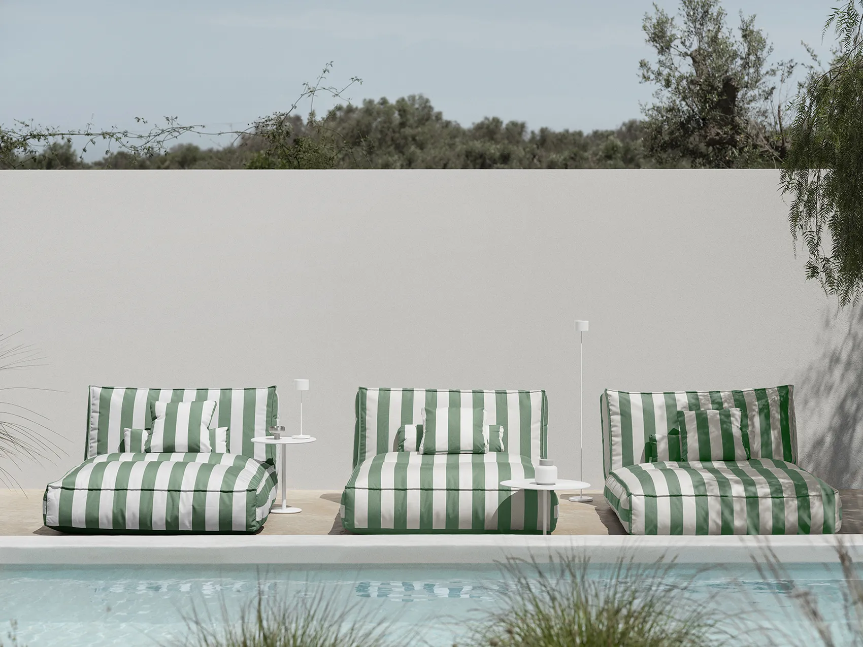 Stay kudde grön/vit 45x45 cm