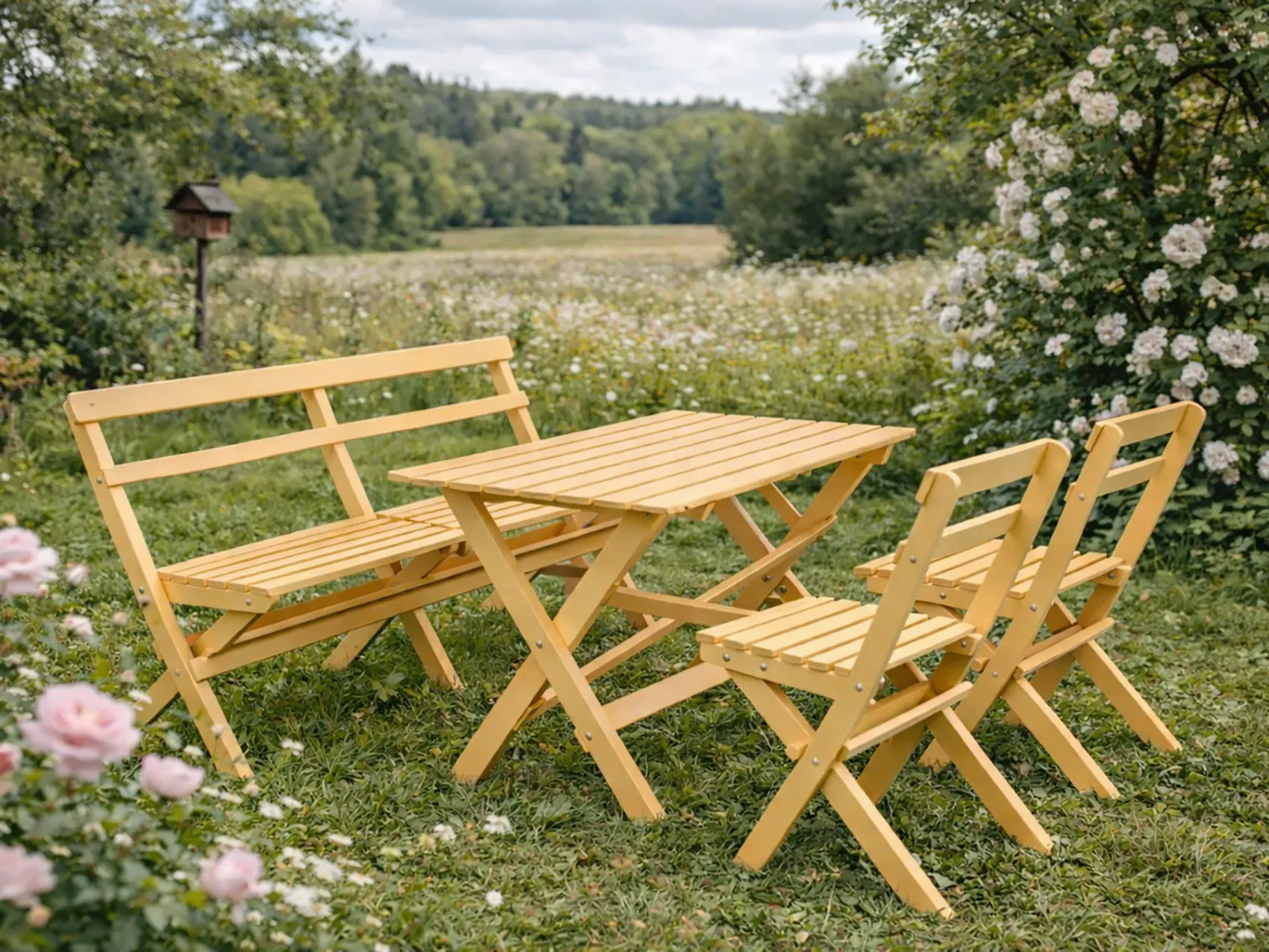 Torpet matgrupp gyllene ockra - 1 soffa, 2 stolar