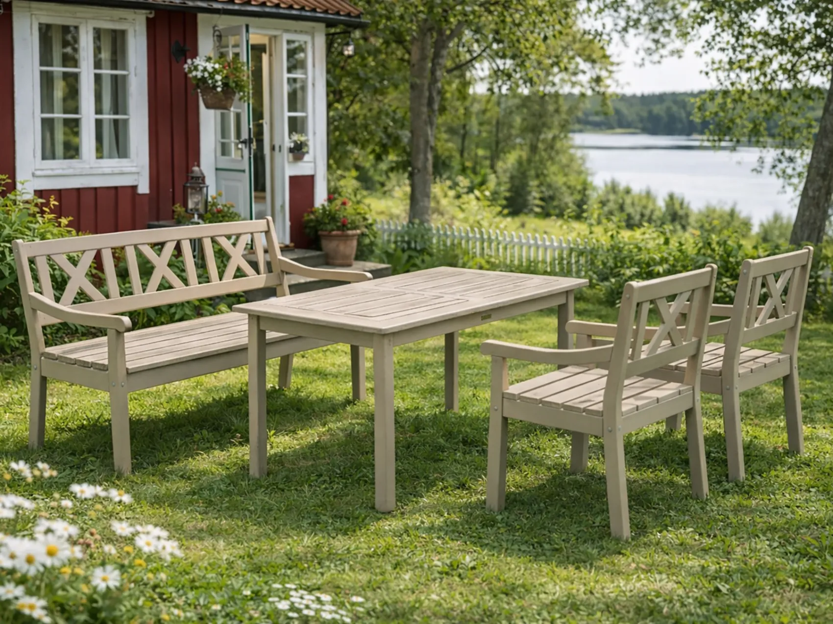 Läckö matgrupp sand - 1 soffa, 2 fåtöljer