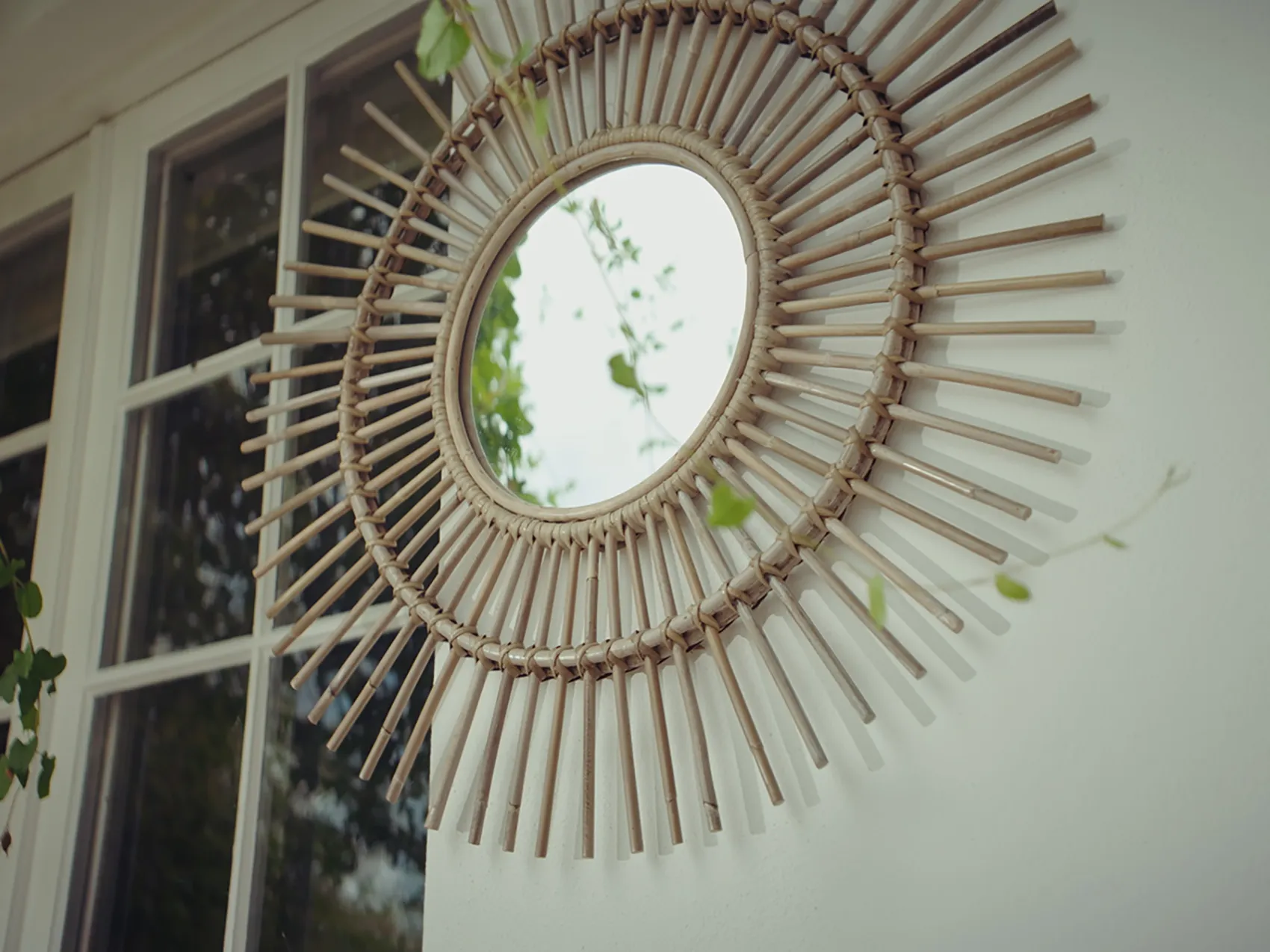 Solara spegel grå rotting Ø70 cm