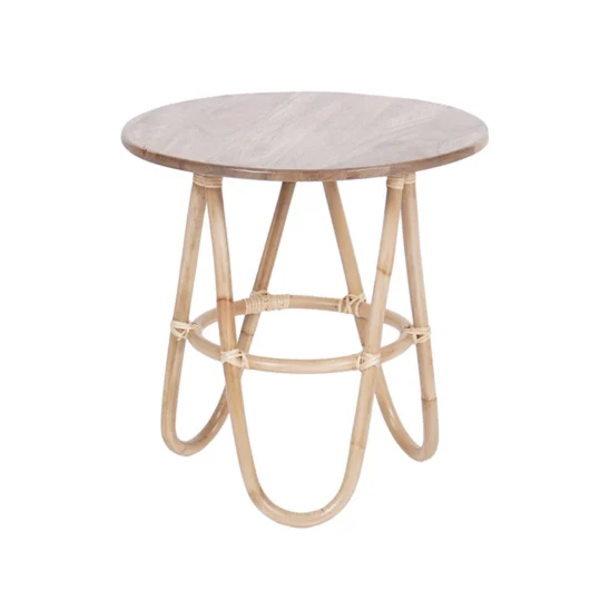 Sienna runt rottingbord  med skiva i mangoträ.