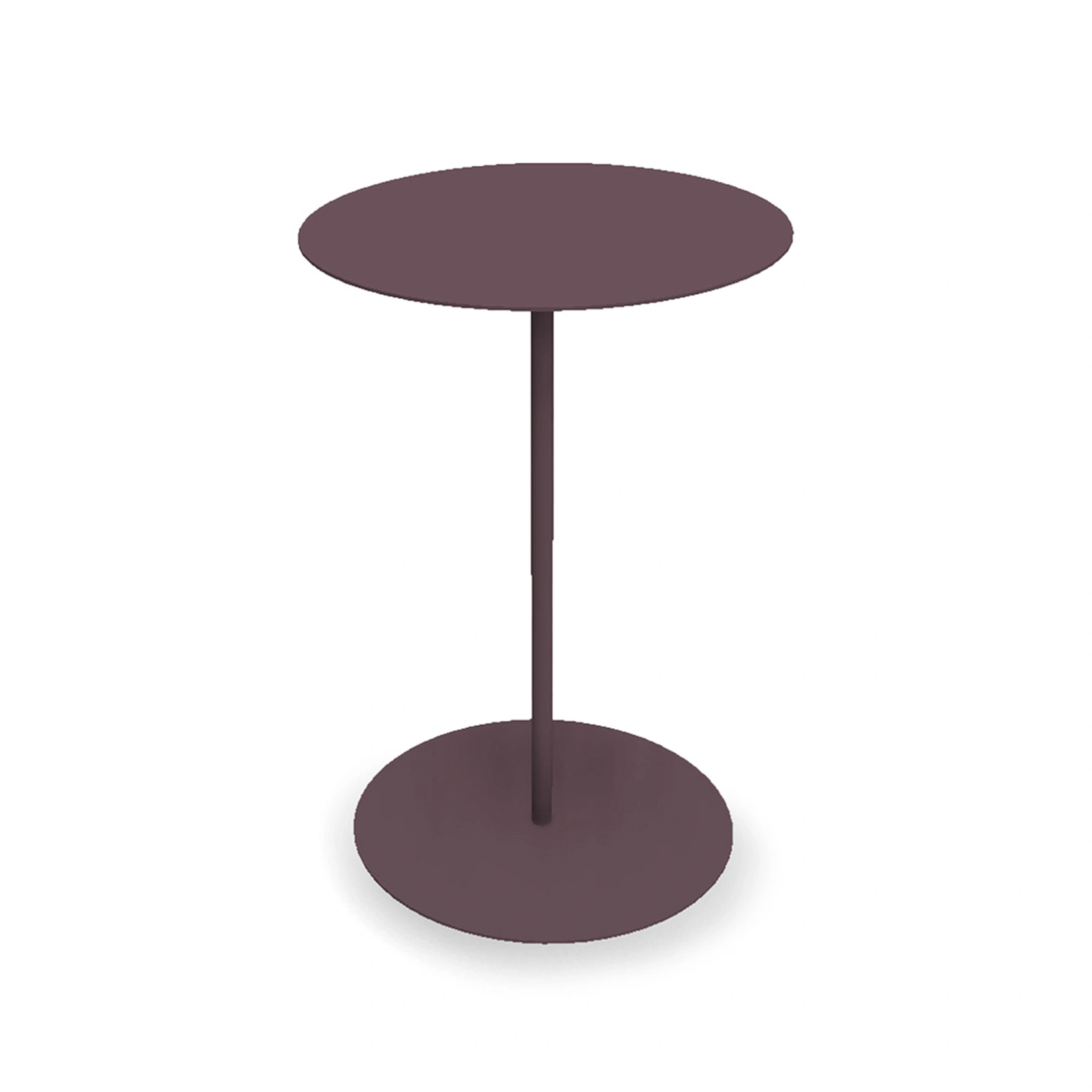 Jet Set sidobord i färgen lila, diameter är 45 cm och höjd 67 cm.