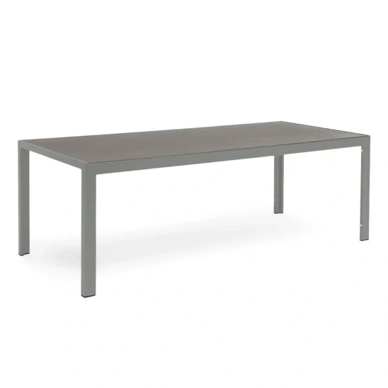 Hånger rektangulärt matbord i aluminium i färgen grågrön.