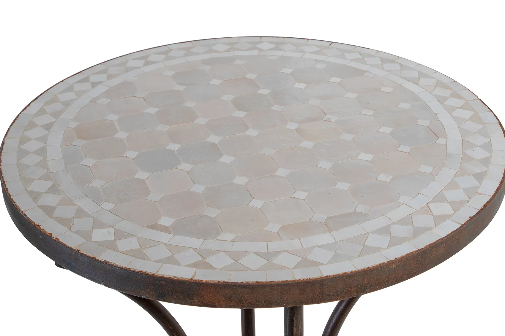 Mosaik cafébord beige Ø60 cm