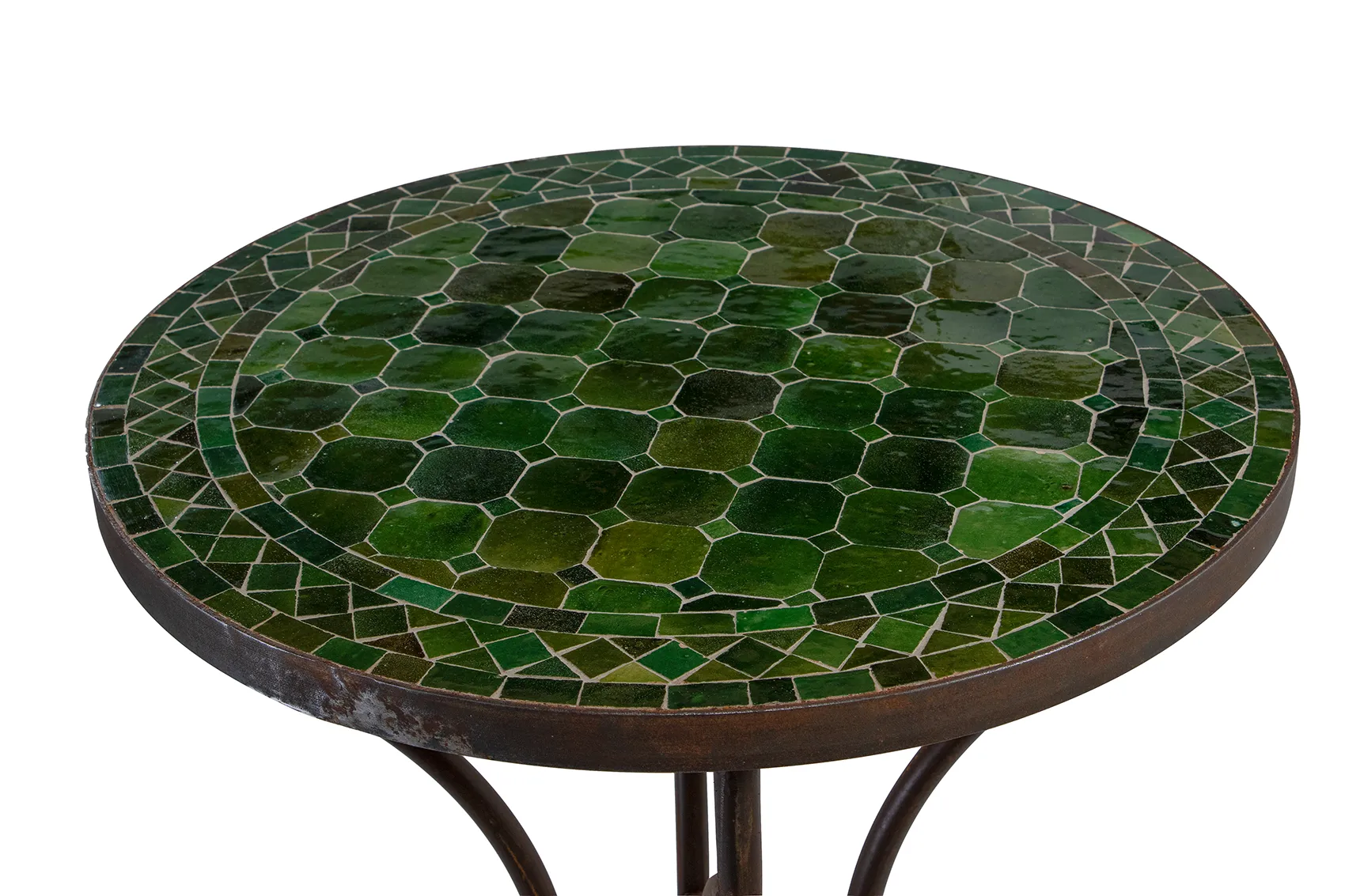 Mosaik cafébord grön Ø60 cm