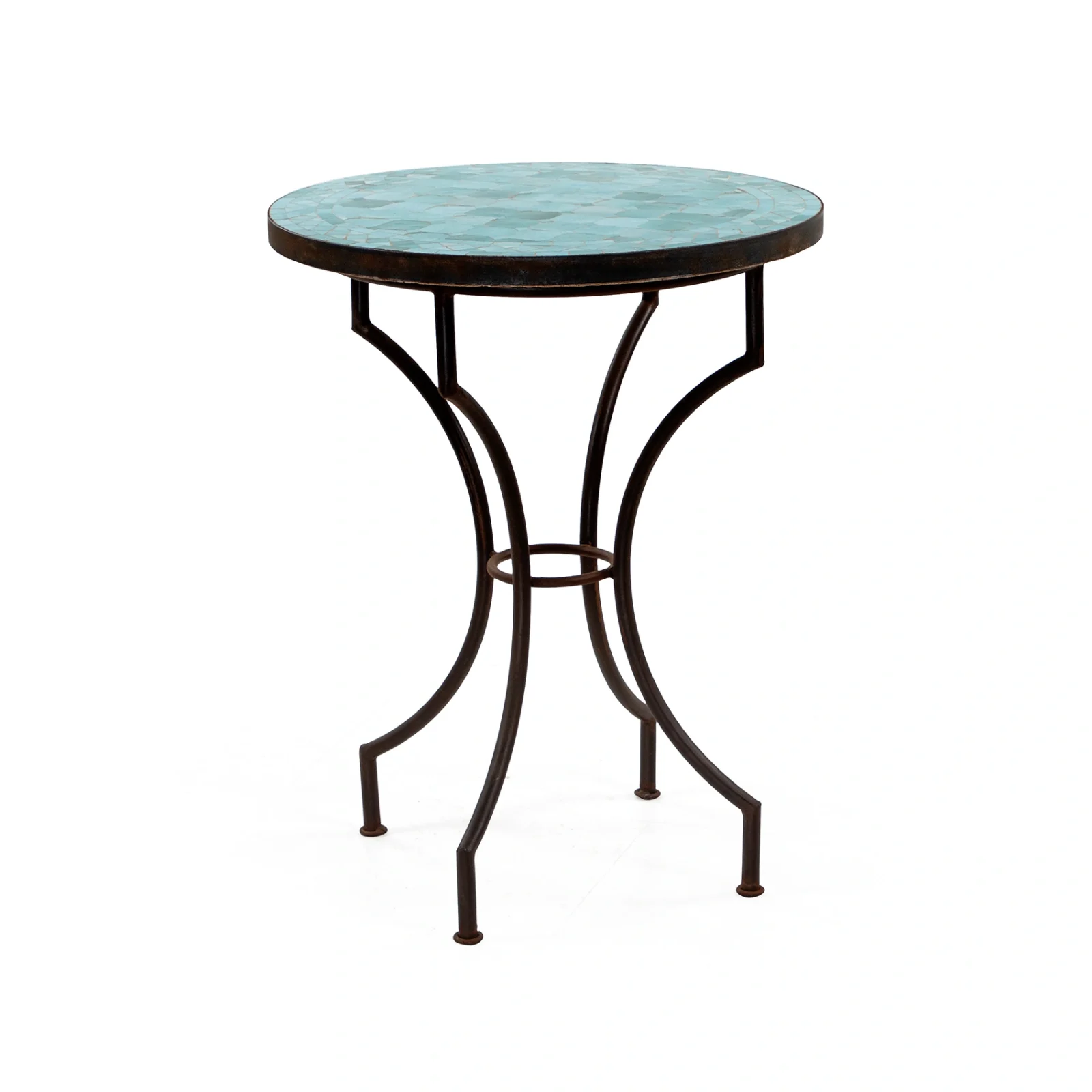 Mosaik cafébord turkos Ø60 cm