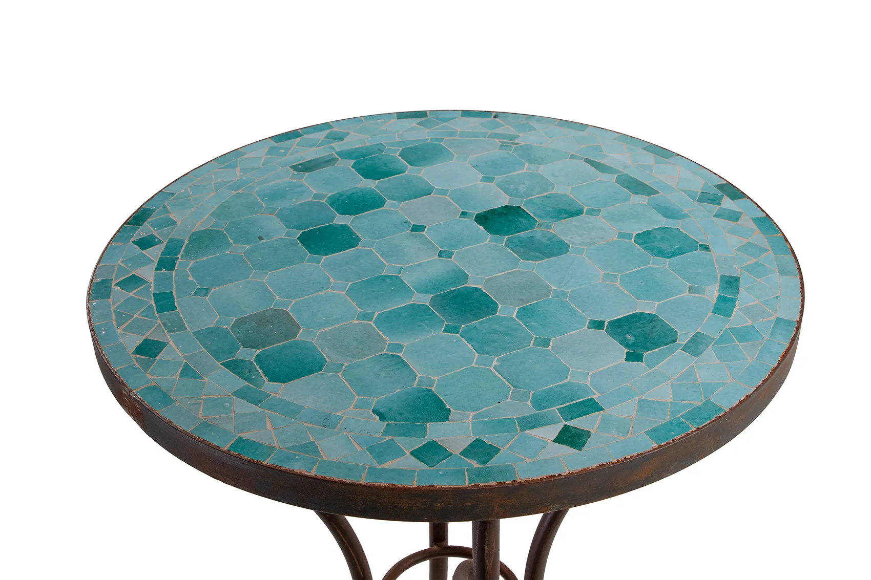 Mosaik cafébord turkos Ø60 cm