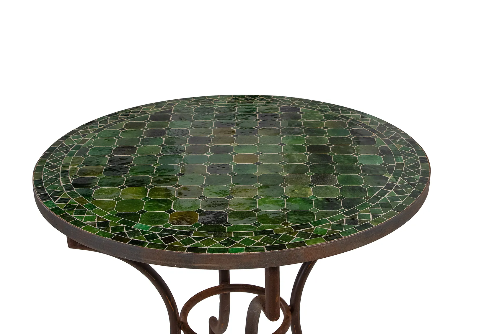 Mosaik cafébord grön Ø80 cm