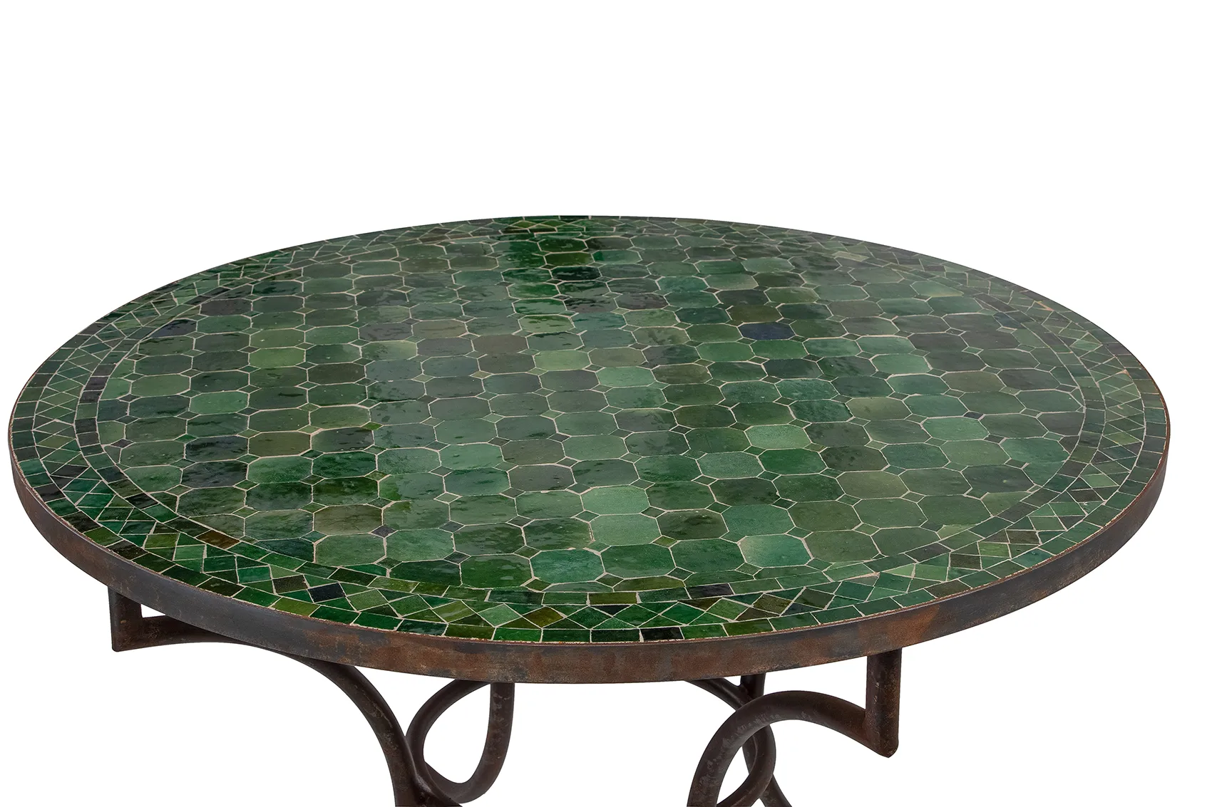 Mosaik matbord grön Ø100 cm