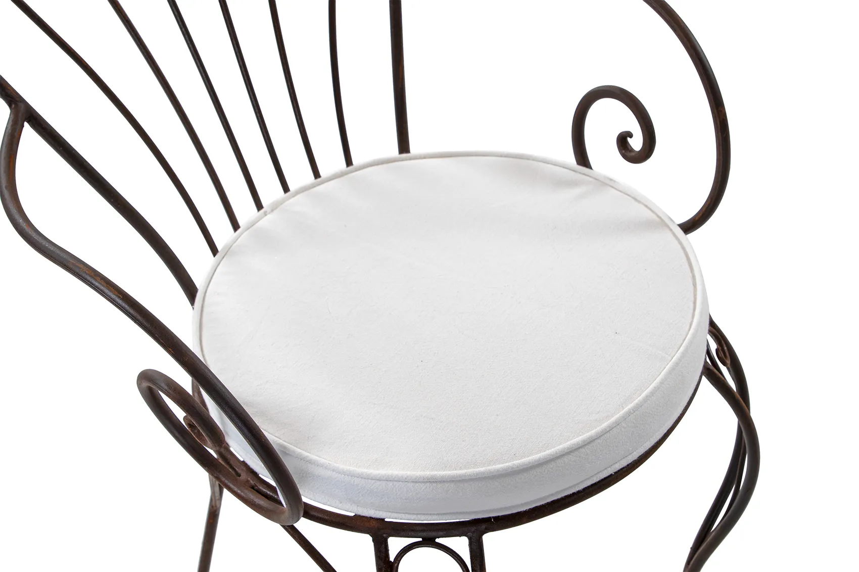 Rokoko karmstol rostbrun - med vit dyna