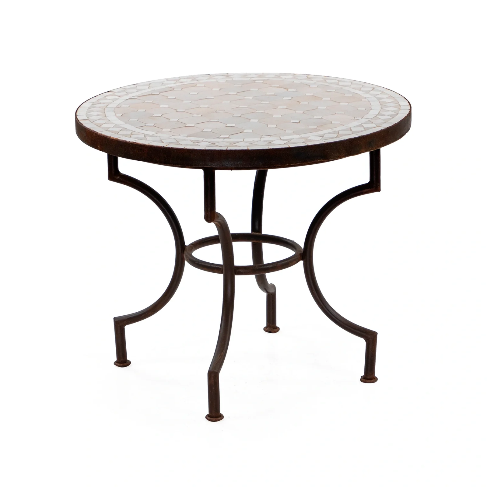 Mosaik sidobord beige Ø60 cm