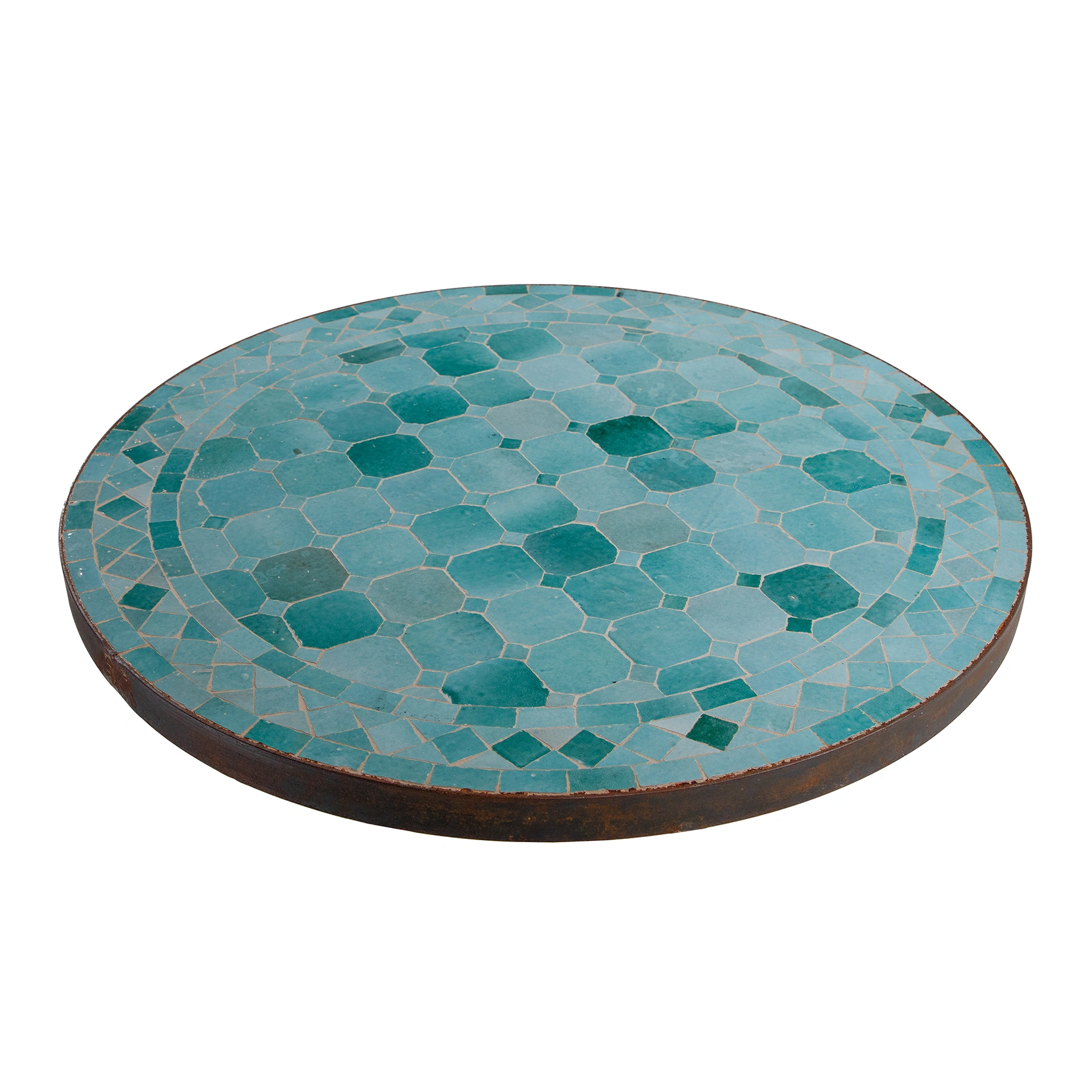 Mosaik sidobord turkos Ø60 cm