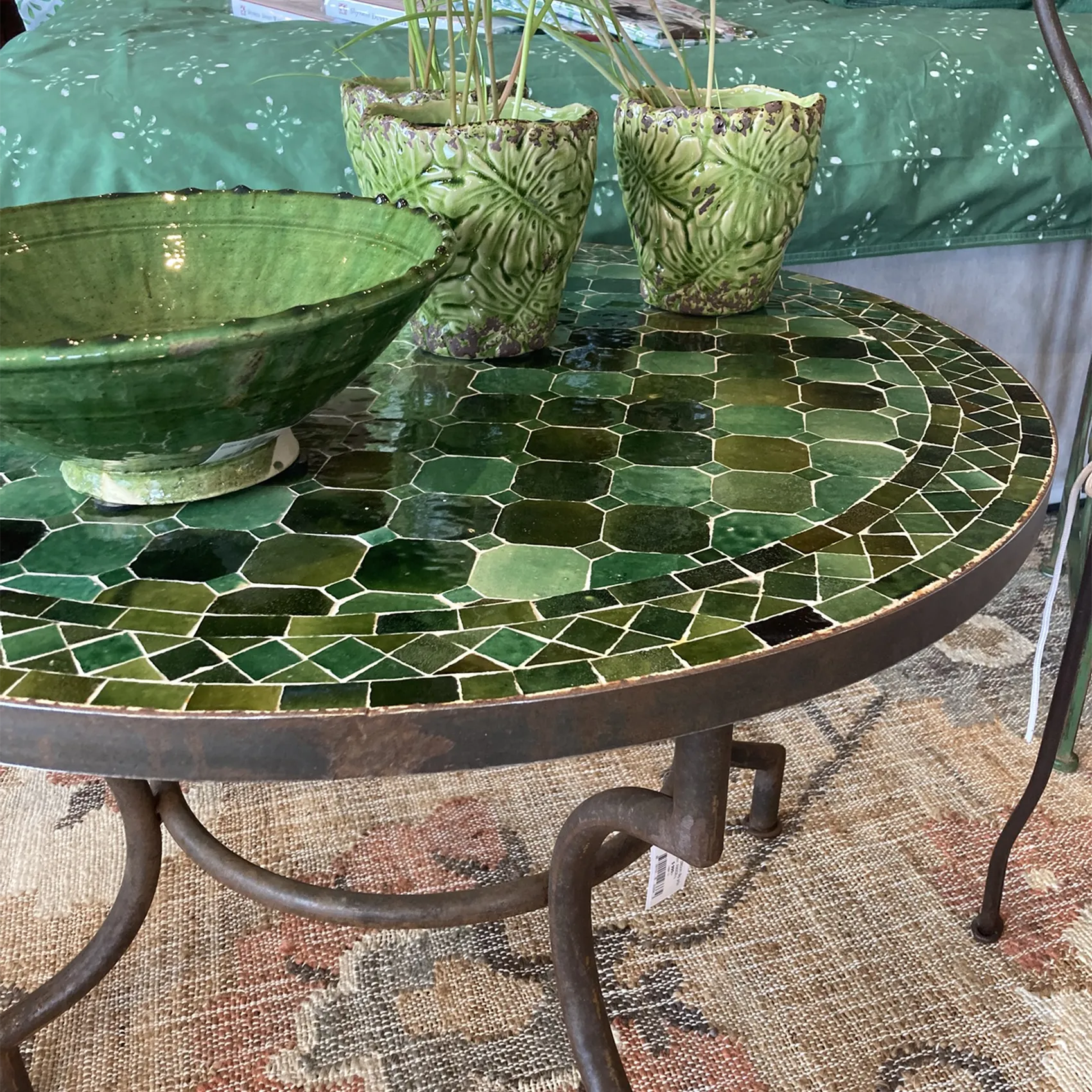 Mosaik soffbord grön Ø80 cm