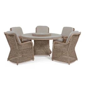 Hastings matgrupp natur twist/bouclé beige - 5 stolar, Ø150 cm