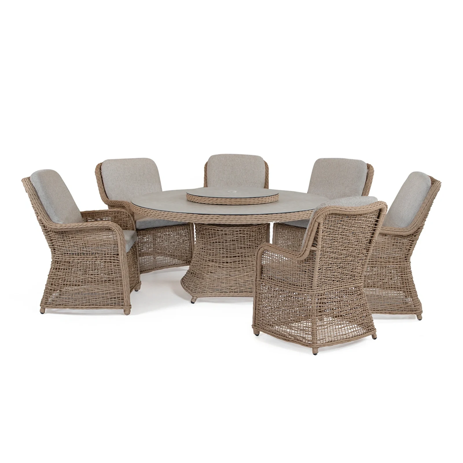 Hastings matgrupp natur twist/bouclé beige AV - 6 stolar, Ø150 cm