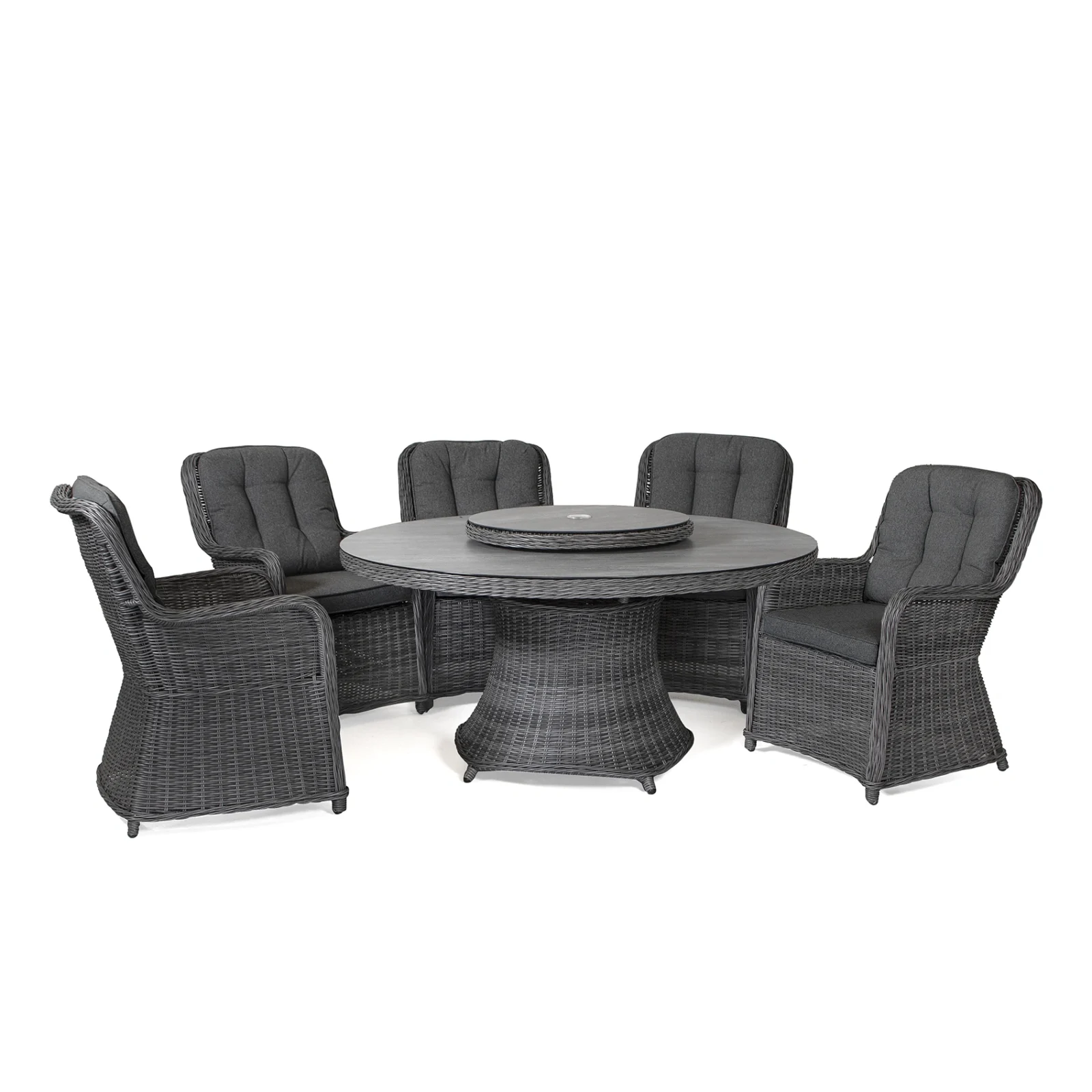 Hastings matgrupp antracit/mörkgrå - 5 stolar, Ø150 cm