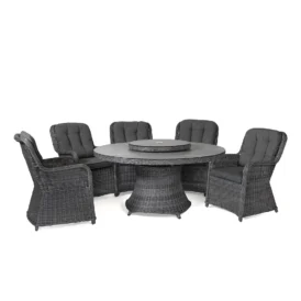 Hastings matgrupp antracit/mörkgrå - 5 stolar, Ø150 cm