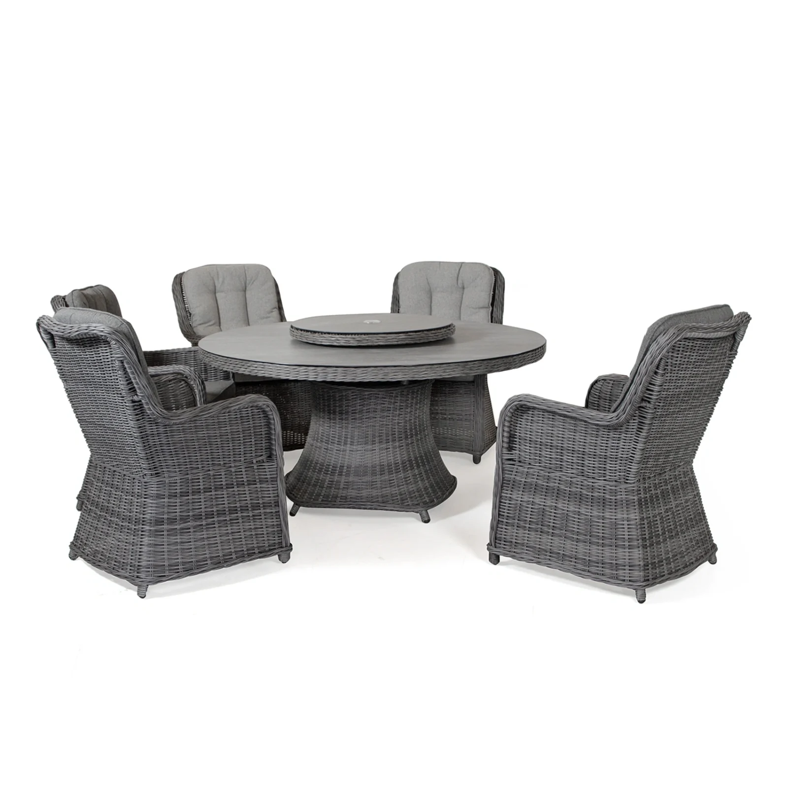 Hastings matgrupp antracit/ljusgrå - 5 stolar, Ø150 cm