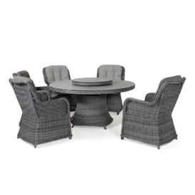 Hastings matgrupp antracit/ljusgrå - 5 stolar, Ø150 cm