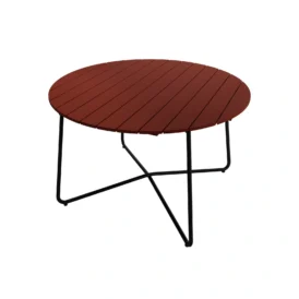 9A bord mörkröd ek / svart Ø120 cm